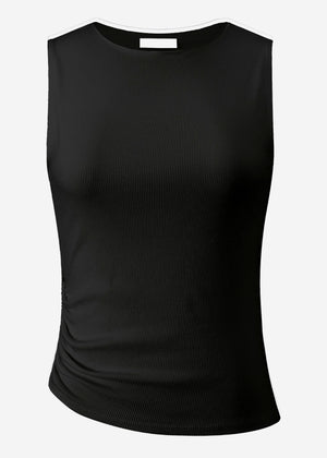 Top mit Raffung - schwarz