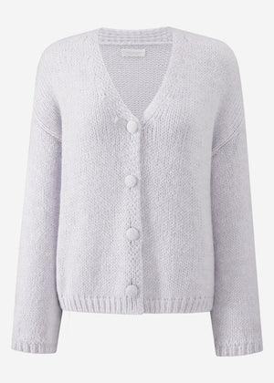 Strickjacke mit V-Ausschnitt - flieder