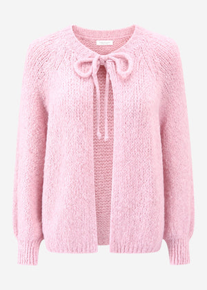 Strickjacke mit Schleifenverschluss - rosa