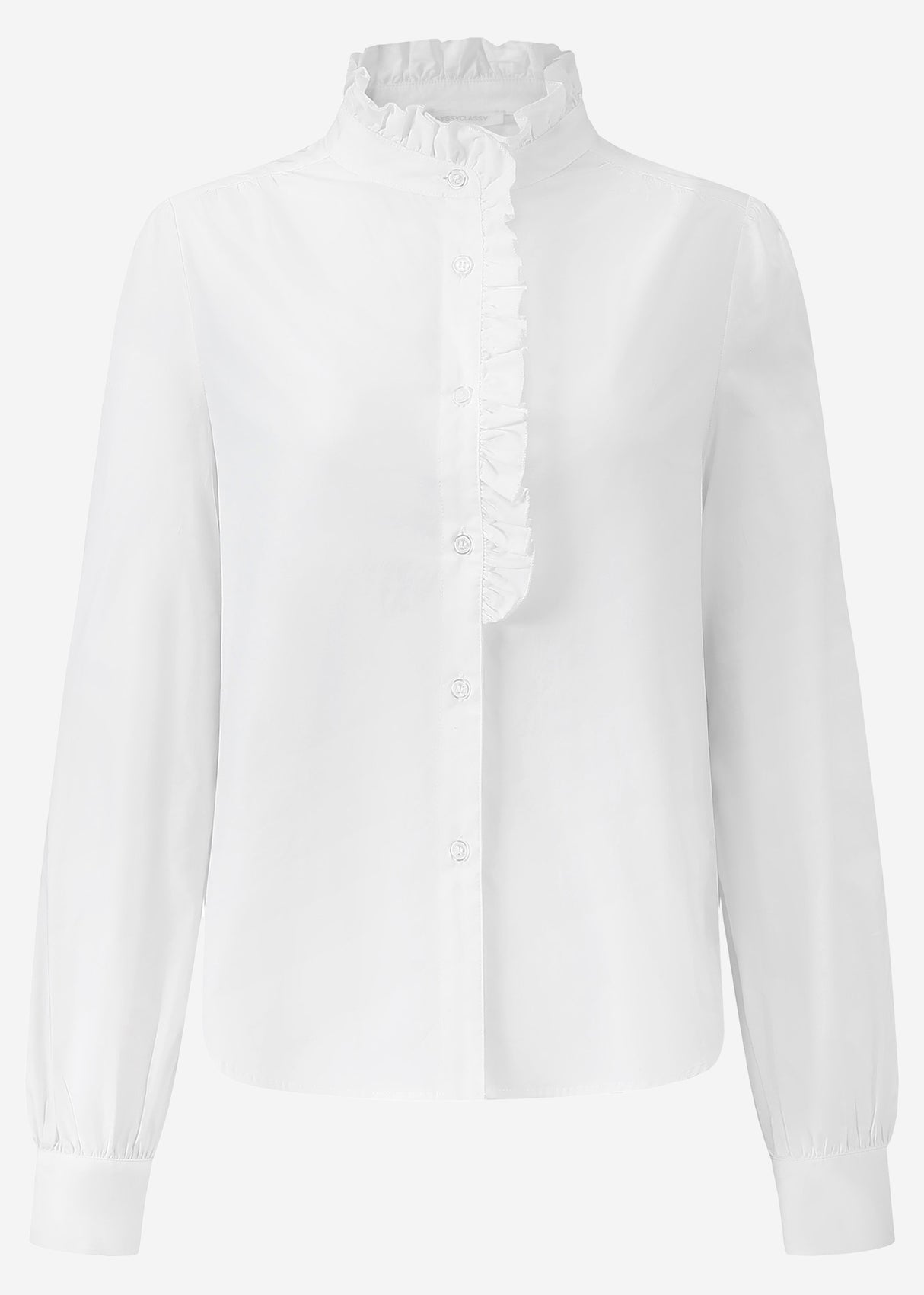 Baumwoll Bluse mit Rüschen - weiß