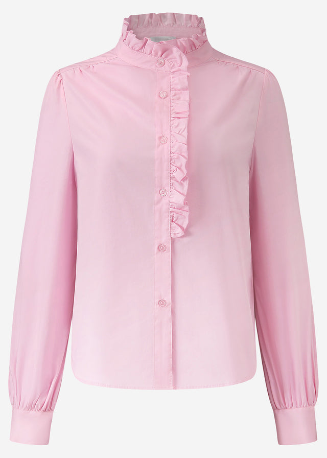 Baumwoll Bluse mit Rüschen - rosa