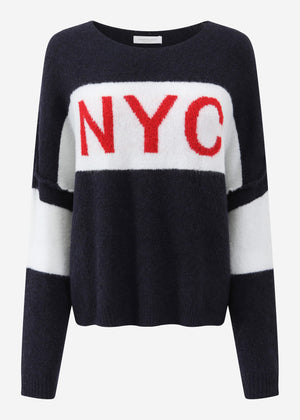 Oversize Pullover "NYC" - dunkelblau