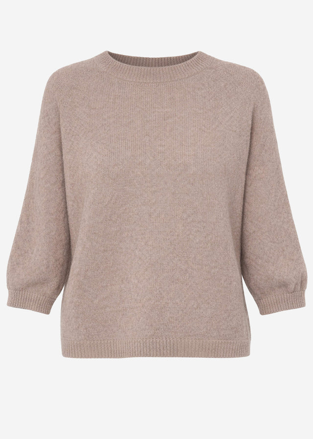 Strickoberteil mit Alpaka - taupe
