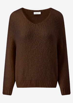 Oversized V-neck sweater - brown