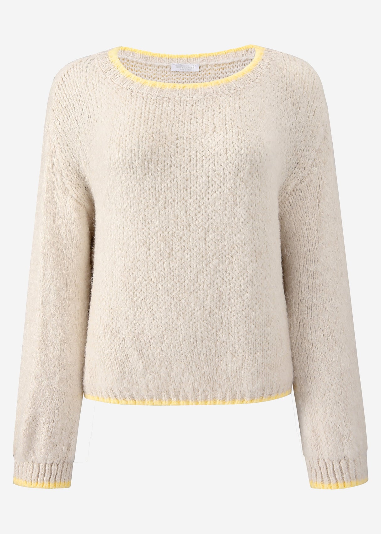 Pullover mit gelber Blende - offwhite