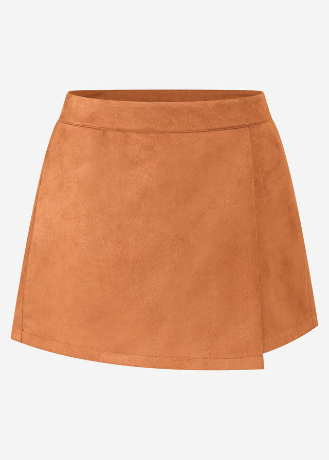 Hosenrock in Wildleder-Optik - cognac