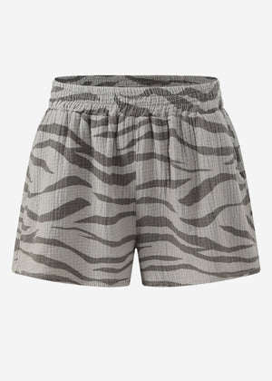 Muslin shorts with zebra print - taupe