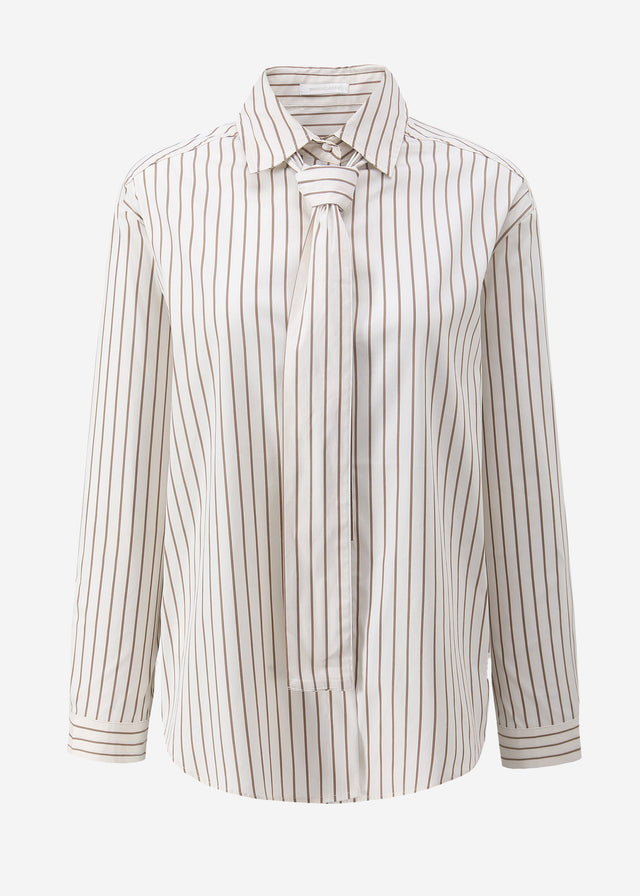Striped tie-neck blouse - beige