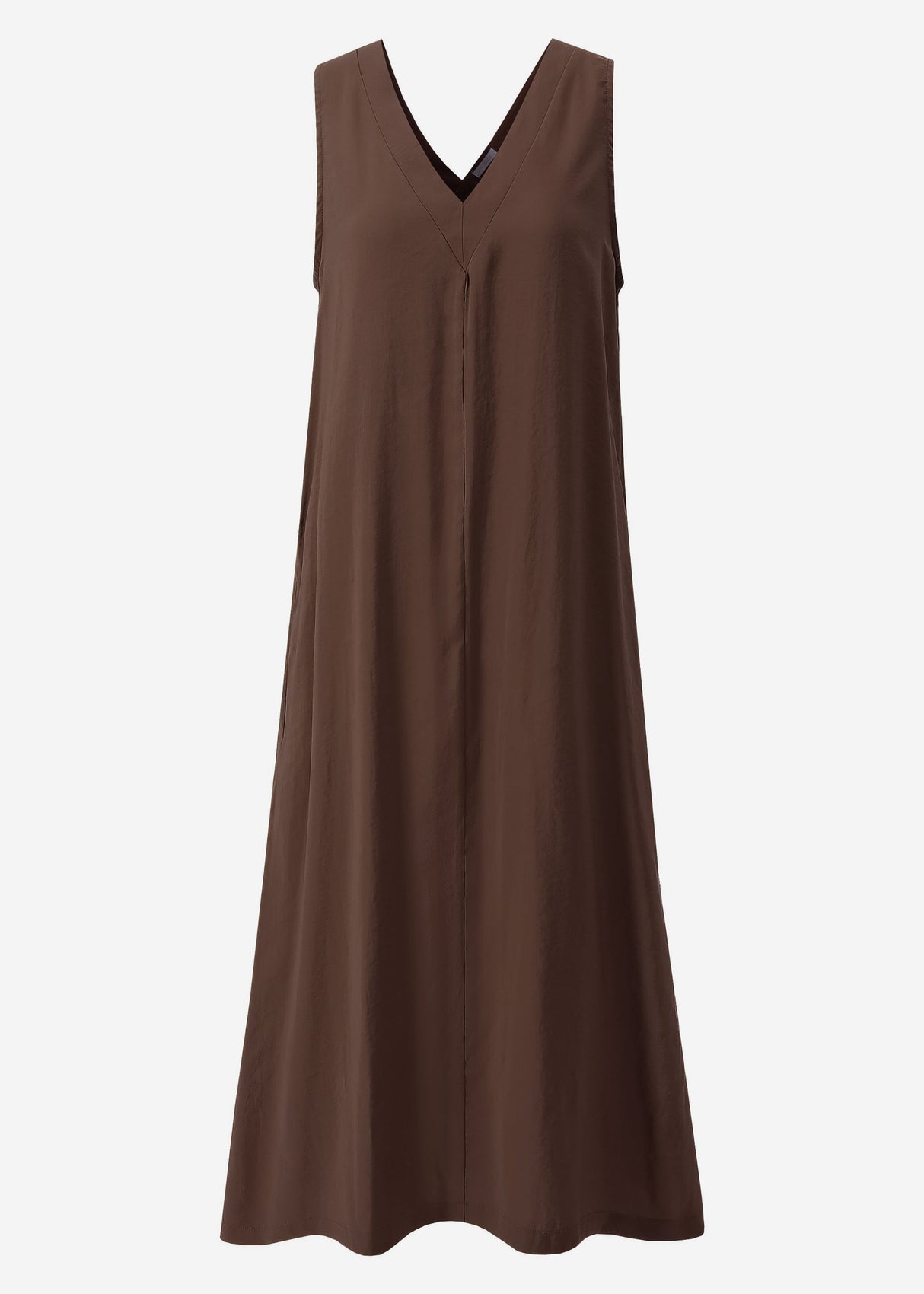 Maxi Kleid mit V-Ausschnitt - braun