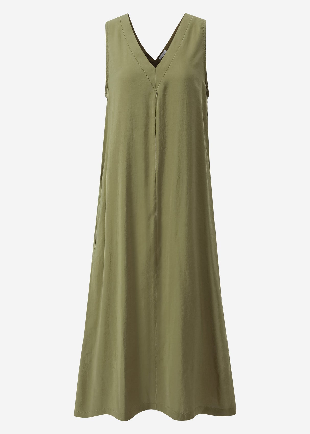 Maxi Kleid mit V-Ausschnitt - khaki