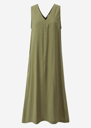 Maxi Kleid mit V-Ausschnitt - khaki