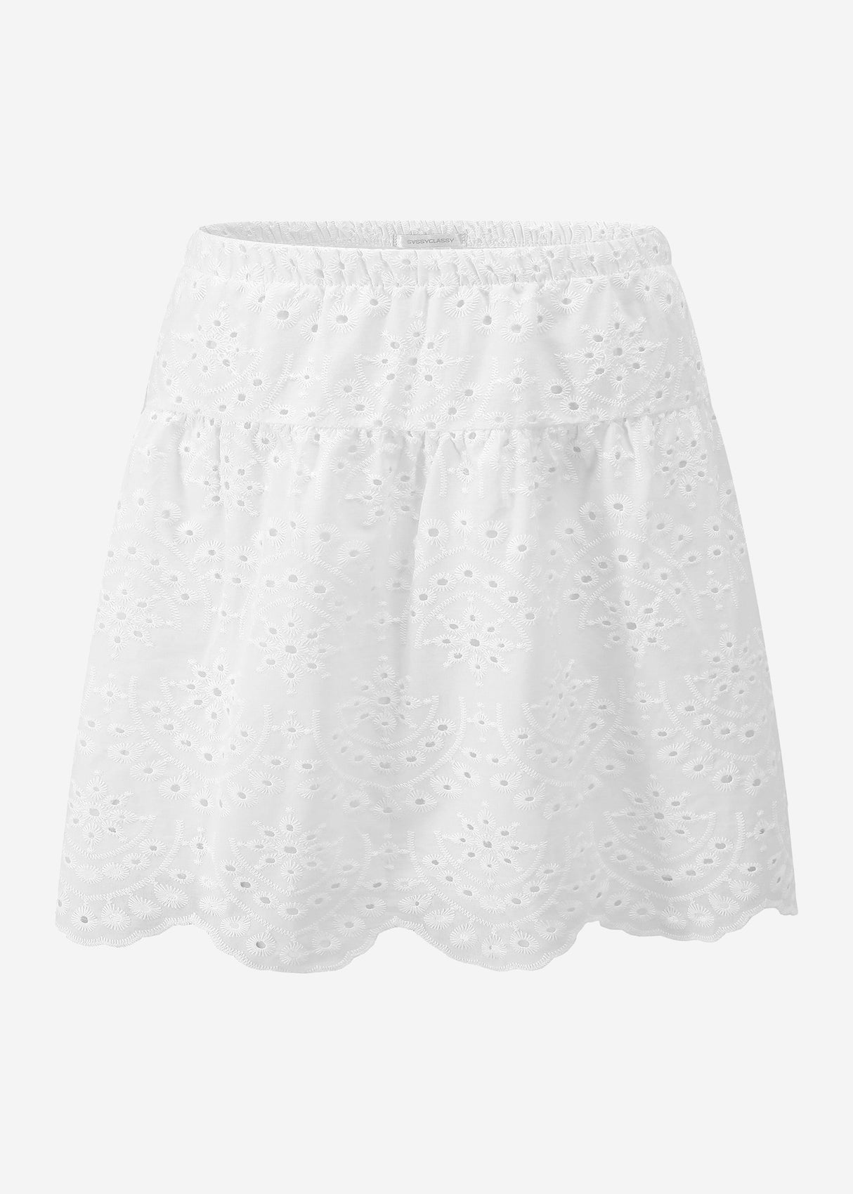 Skirt with eyelet embroidery - white