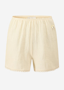 Musselin Pyjamashorts mit Spitzenborte - buttergelb