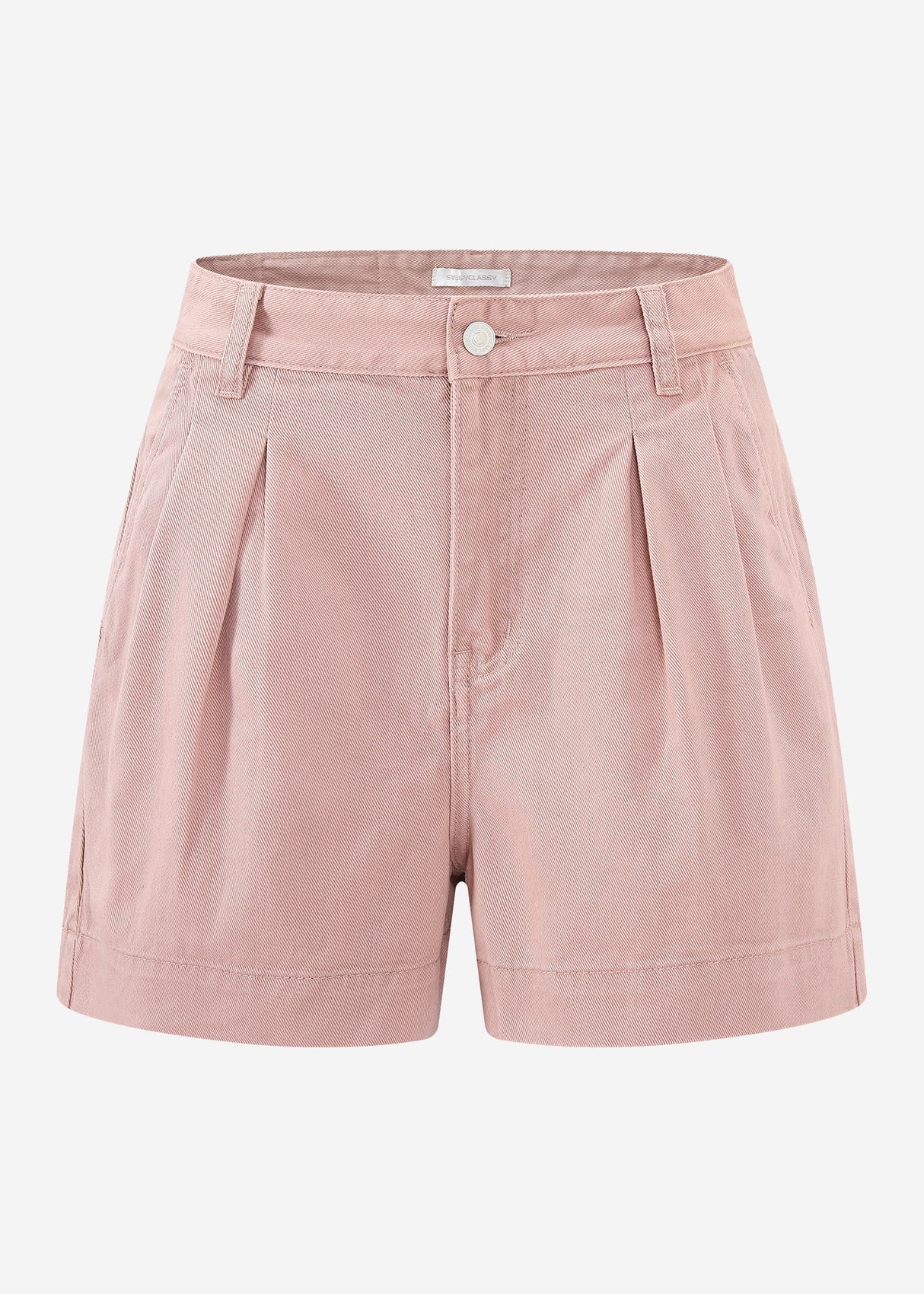 Weite High Waist Jeans Shorts - rosa