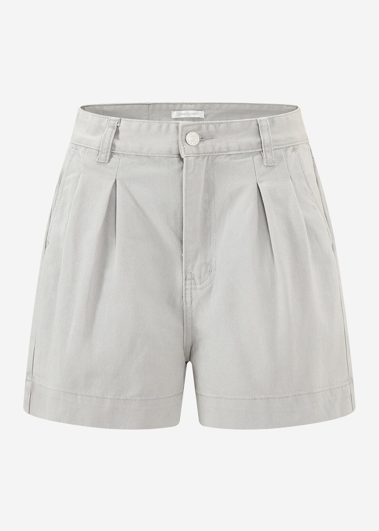 Weite High Waist Jeans Shorts - greige
