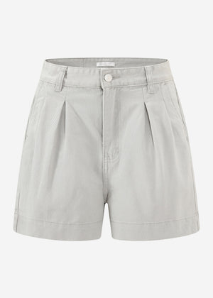 Weite High Waist Jeans Shorts - greige