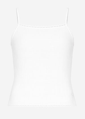 Muslin pyjama top with lace trim - white