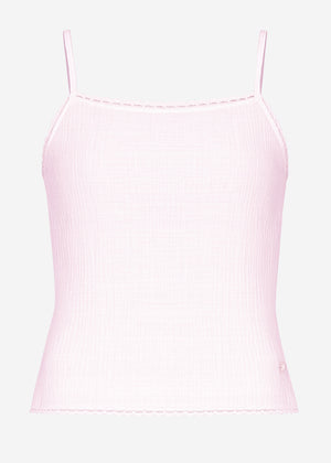 Muslin pyjama top with lace trim - pink
