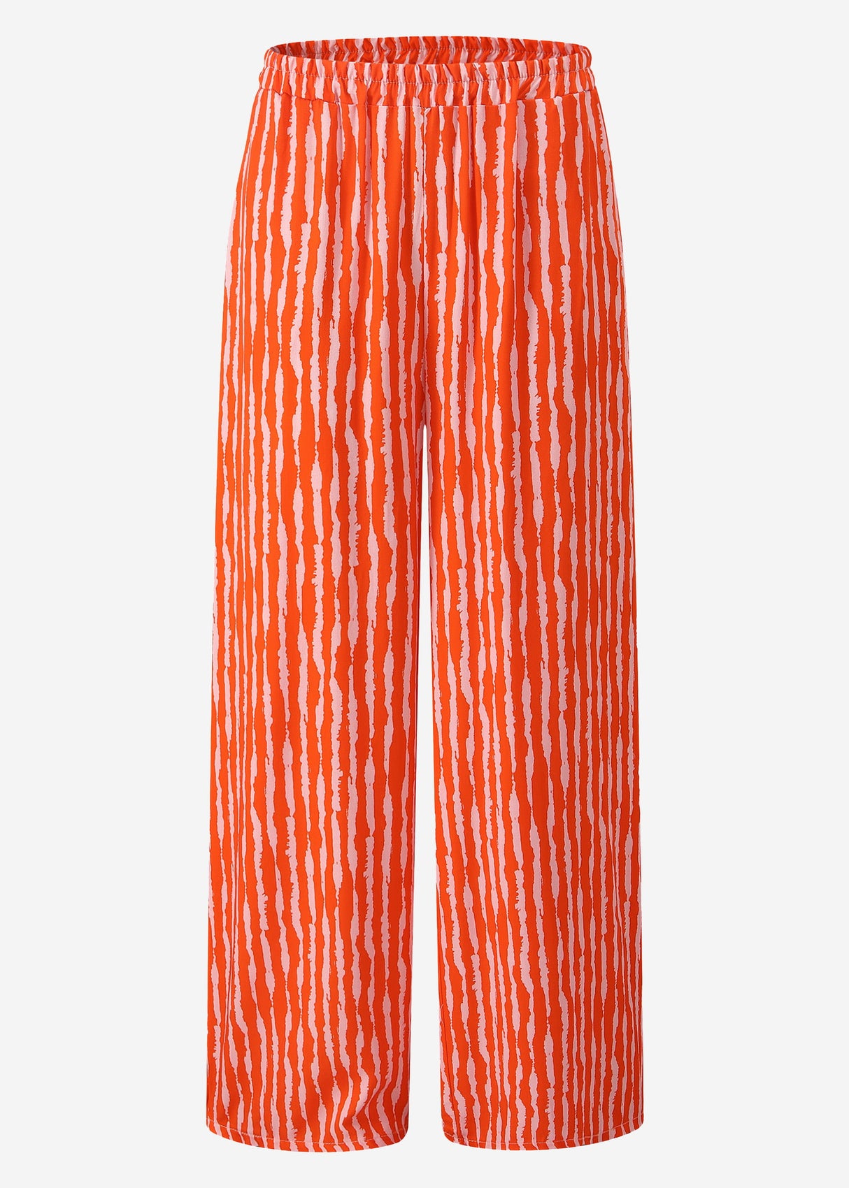 Gestreifte Viskose Hose - orange