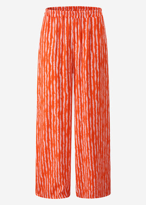 Gestreifte Viskose Hose - orange