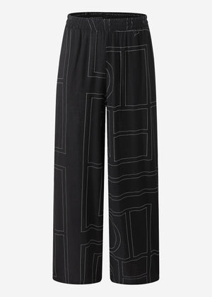Schlupfhose mit Print - schwarz