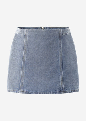 Short jeans rock with dividing seams - light blue