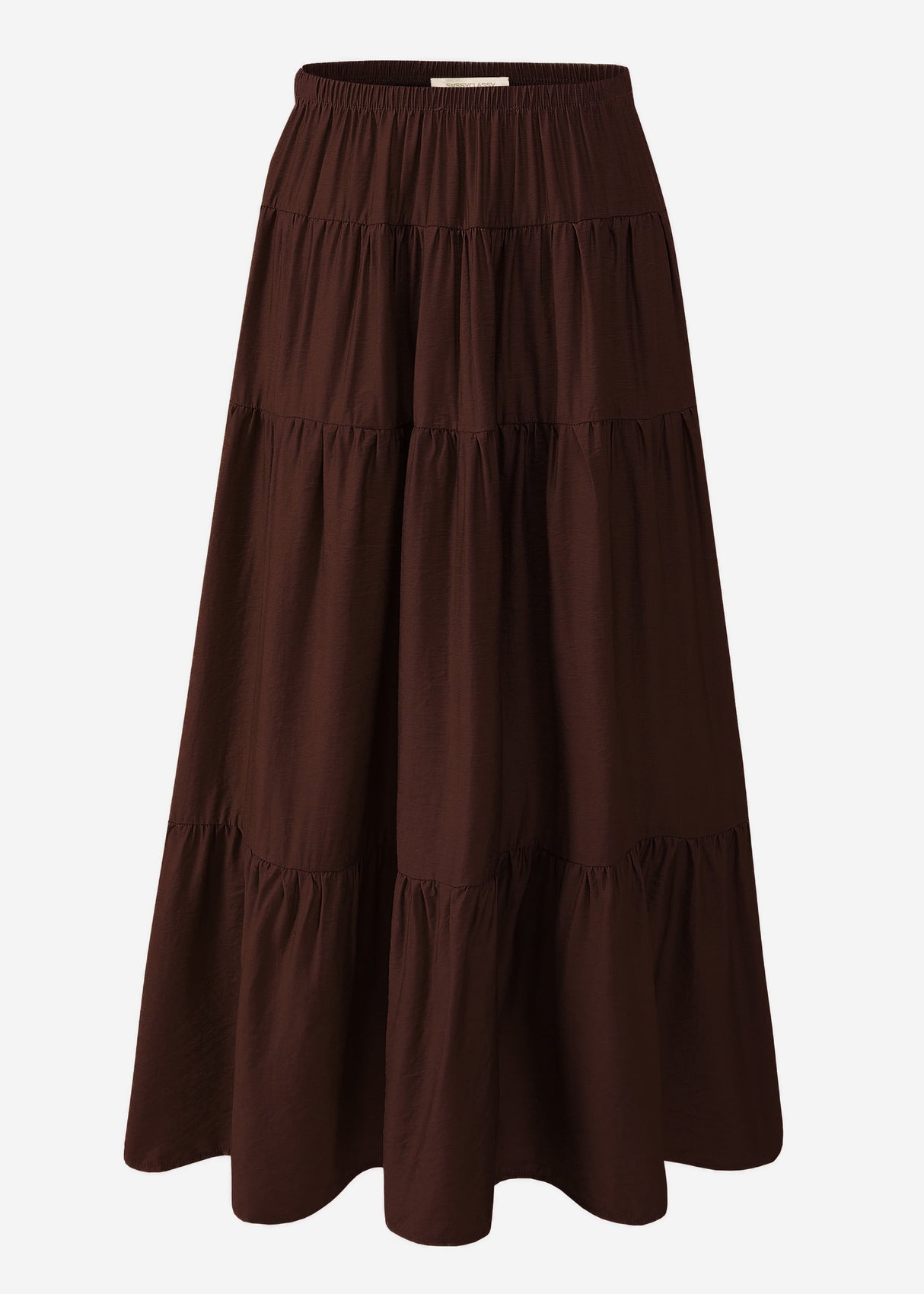 Glänzender Maxi Volantrock - braun