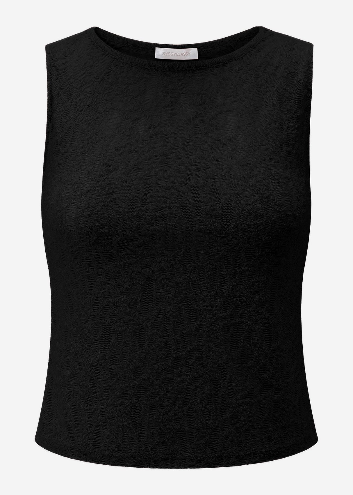 Leicht transparentes Spitzentop - schwarz