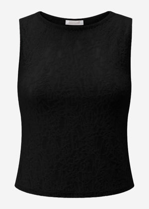 Leicht transparentes Spitzentop - schwarz