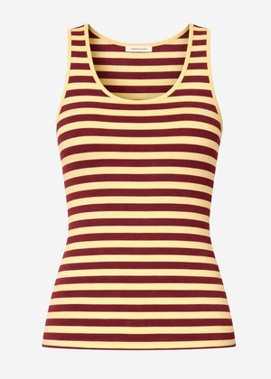 Tank Top Striped - Buttergelb -Burgundy