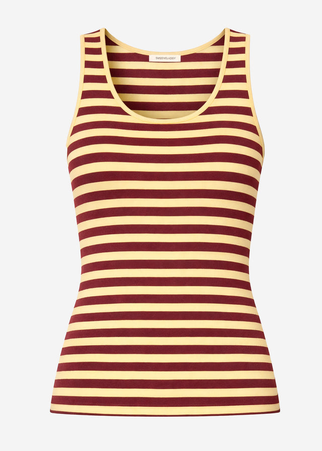 Striped tank top - butter yellow-burgundy
