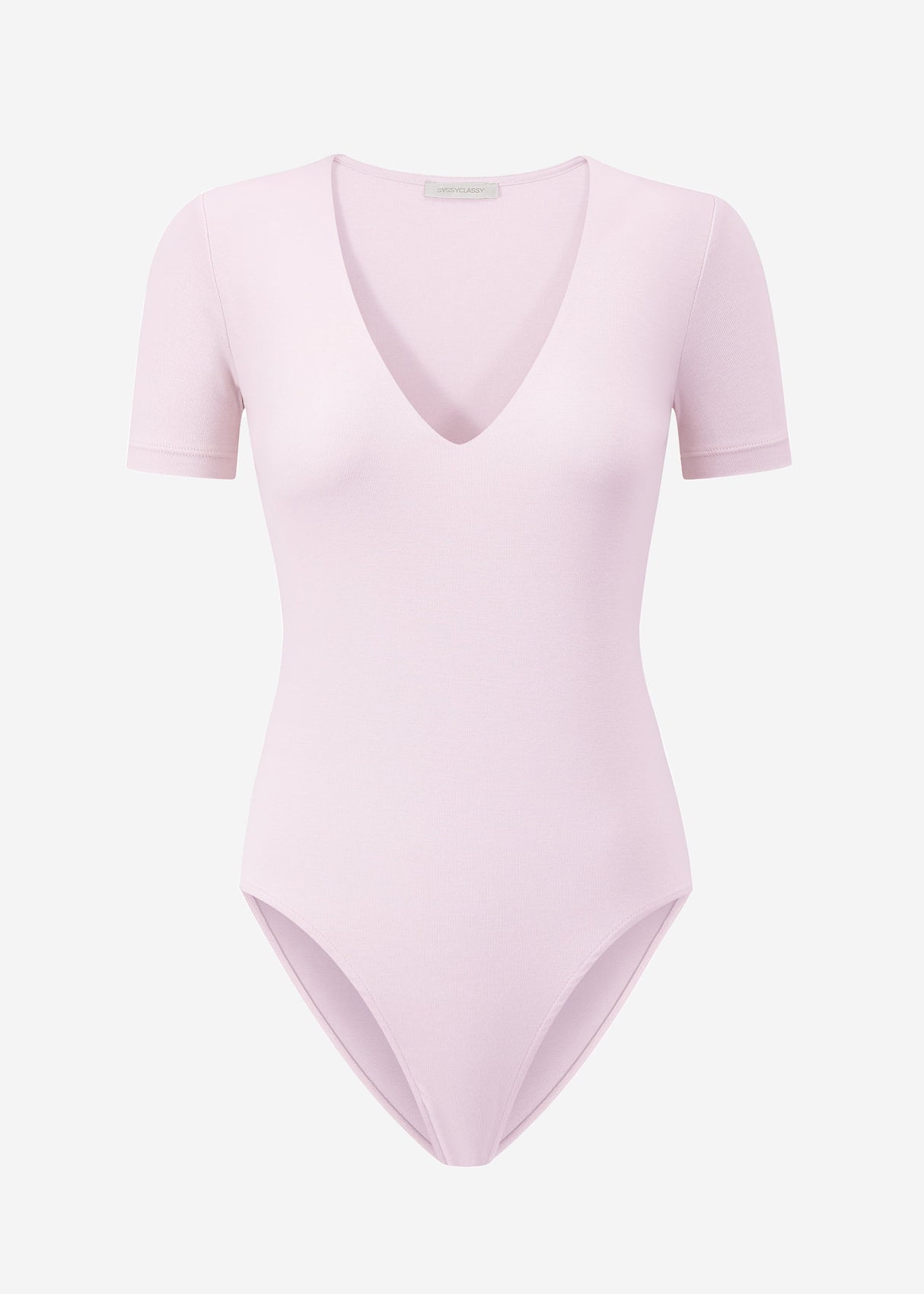 Kurzarm Body mit V-Ausschnitt - rosa