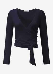 Langarm Shirt zum Wickeln - schwarz