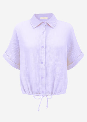 Musselin Bluse mit Zugband - flieder