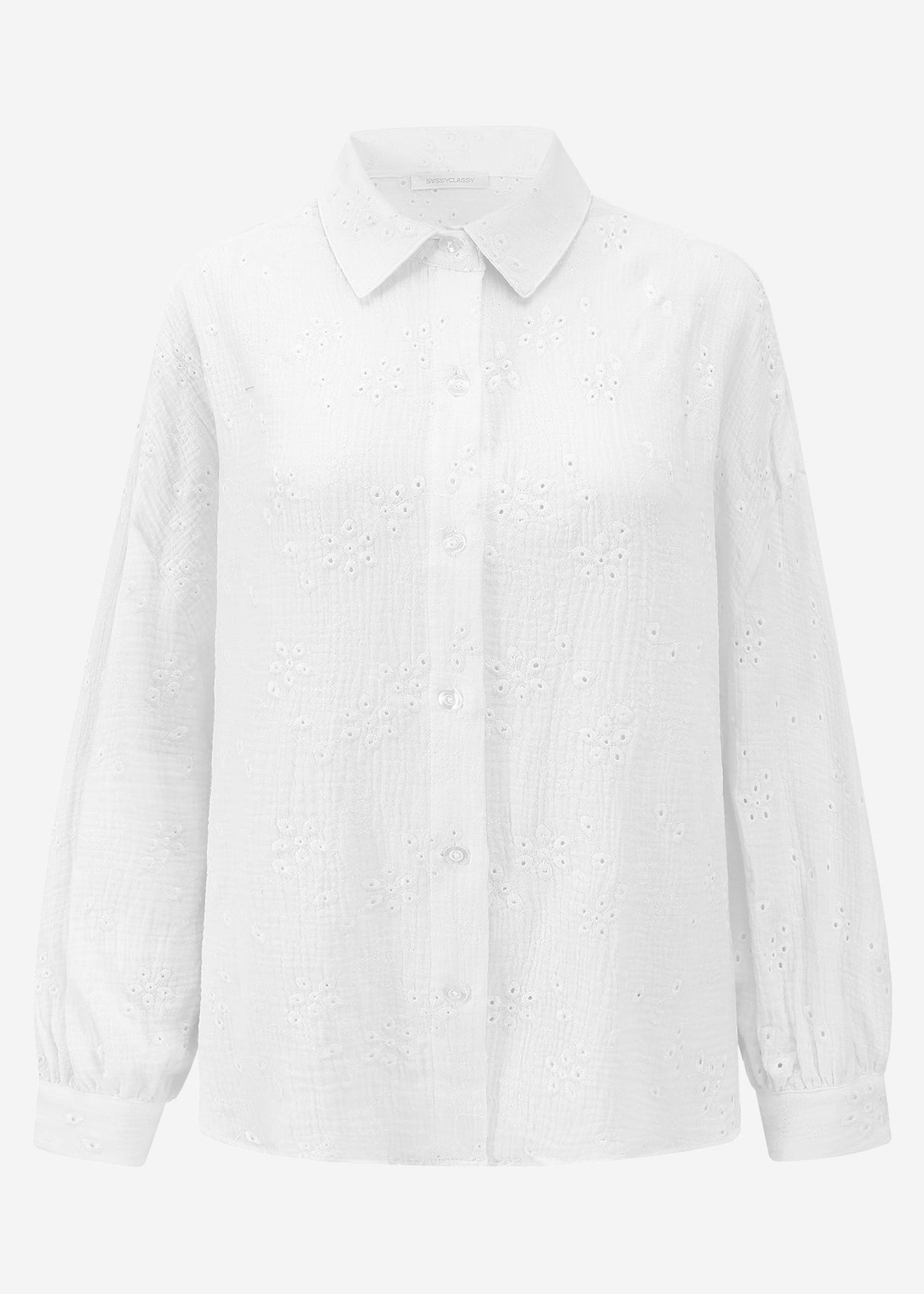 Musselin blouse with hole embroidery - off-white