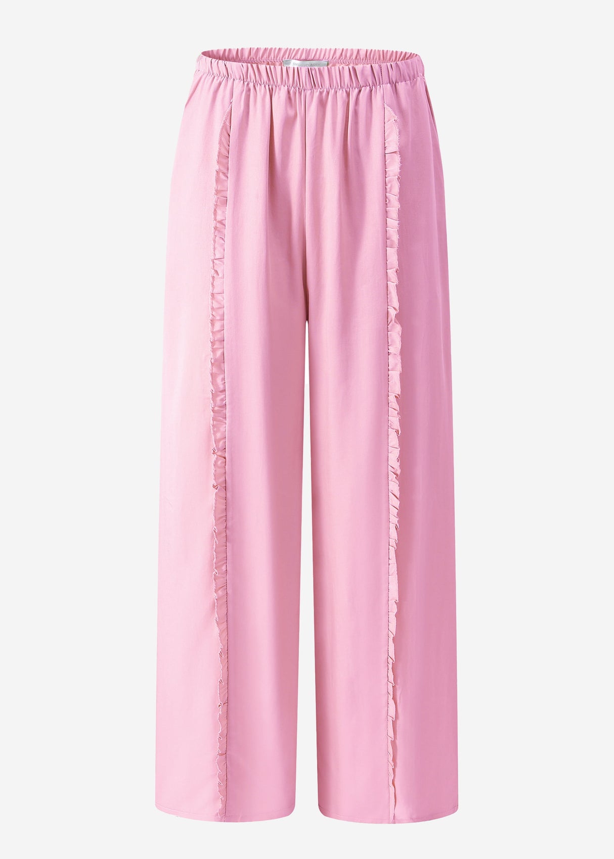 Hose mit weitem Bein und Rüschendetail - rosa