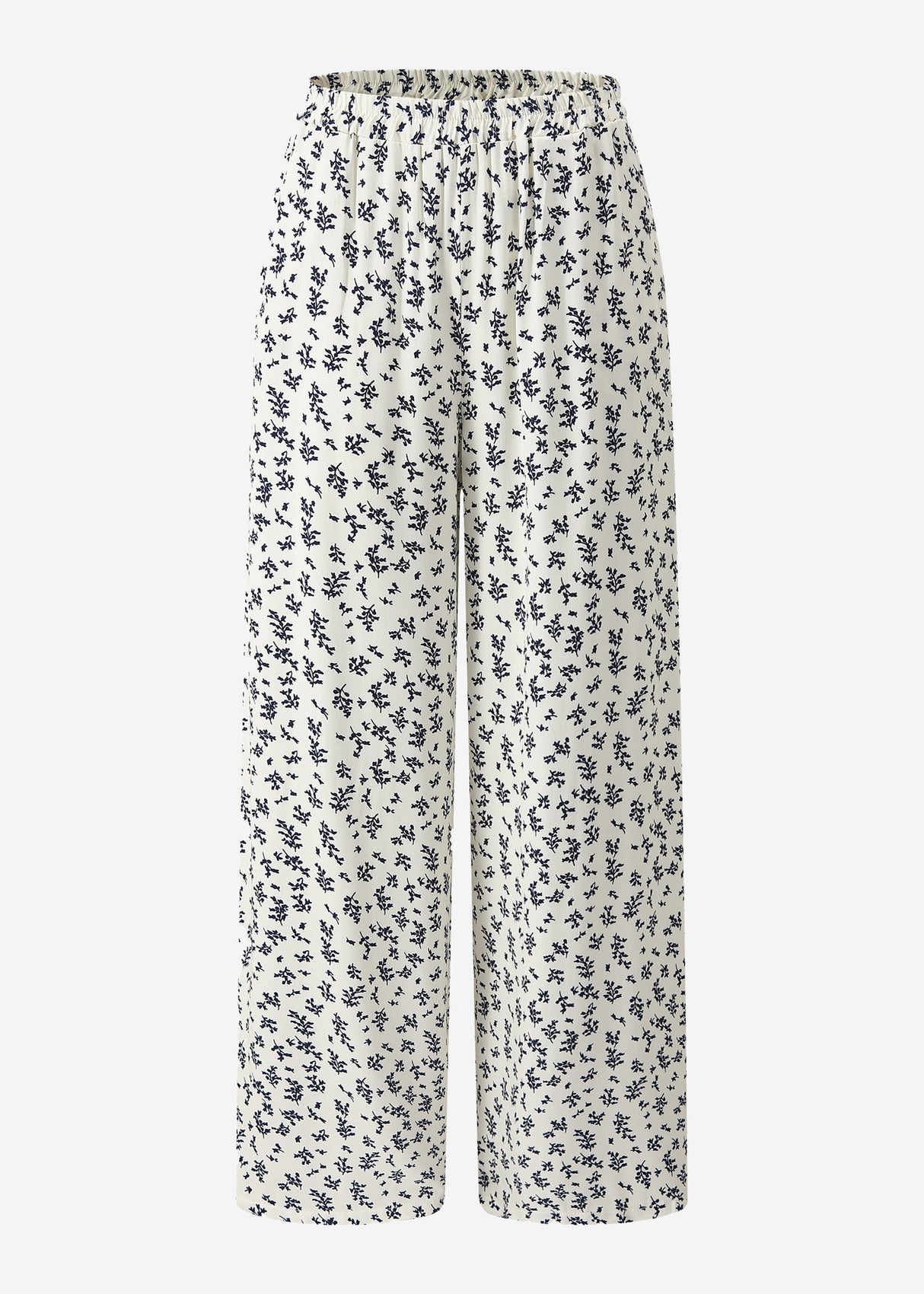 Hose mit weitem Bein und floralem Print - offwhite