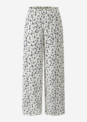 Hose mit weitem Bein und floralem Print - offwhite