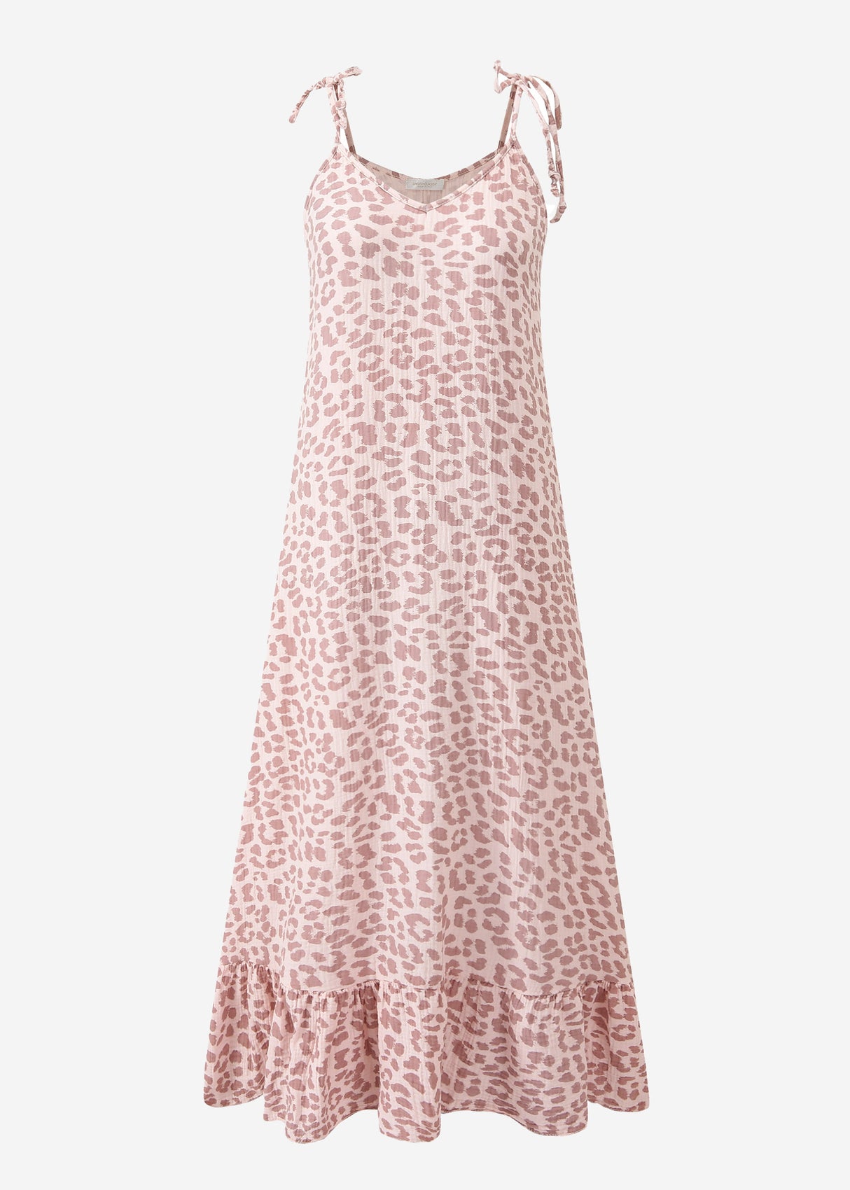 Musselin Maxi Kleid mit Leo-Print - rosa