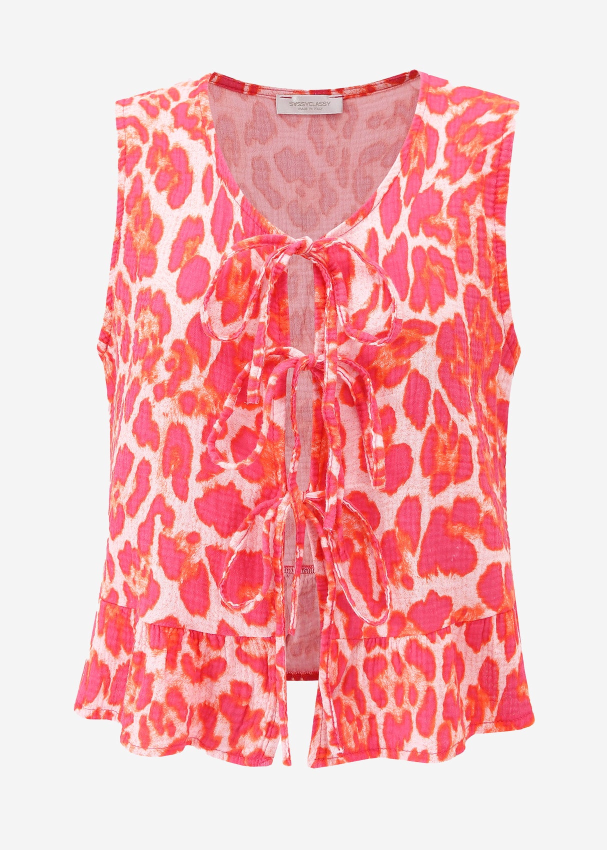 Leo Musselin Top mit Schleifenverschluss - pink