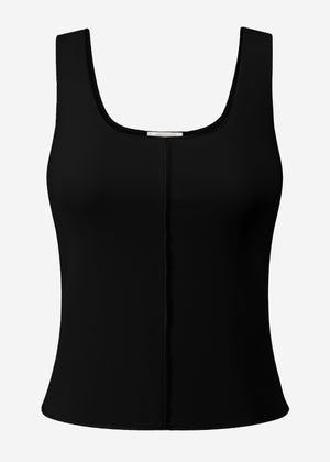 Top mit Ziernaht - schwarz