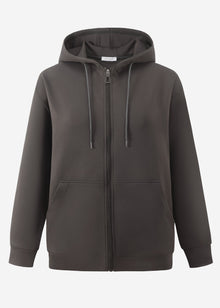 Oversize Sweatjacke mit Kapuze - grau