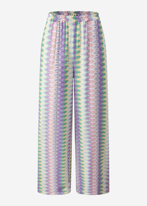 Weite Hose mit Multicolor-Muster - flieder-rosa
