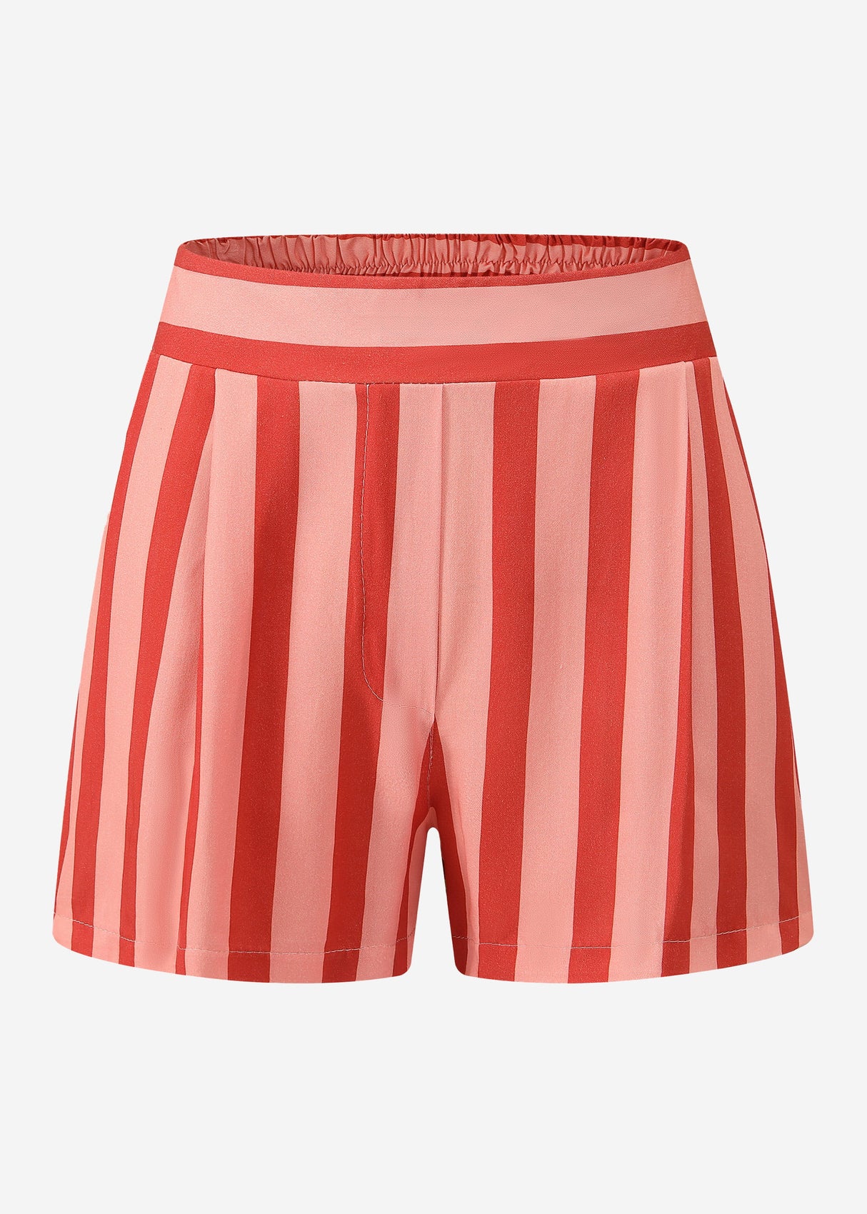Gestreifte Shorts mit Bundfalten - rot