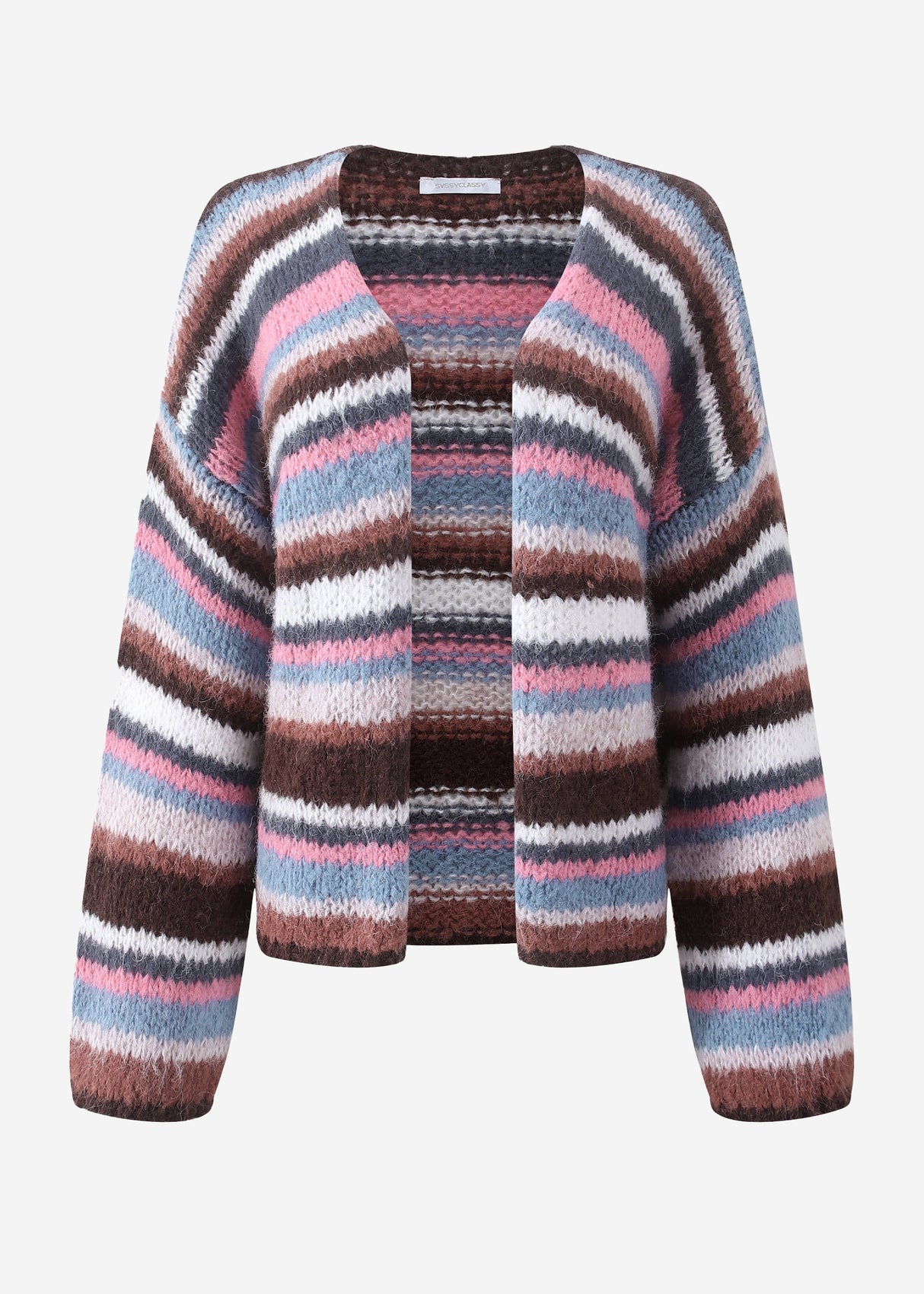 Gestreifter, mehrfarbiger Cardigan - braun