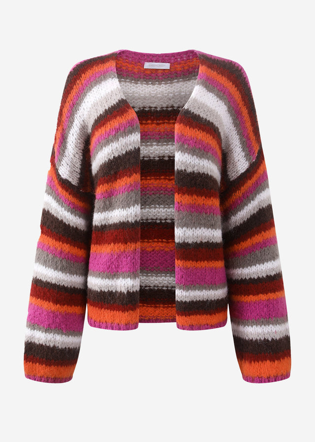 Striped multicoloured cardigan - orange