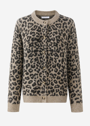 Cardigan mit Leo-Muster - braun