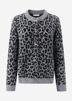 Cardigan mit Leo-Muster - grau