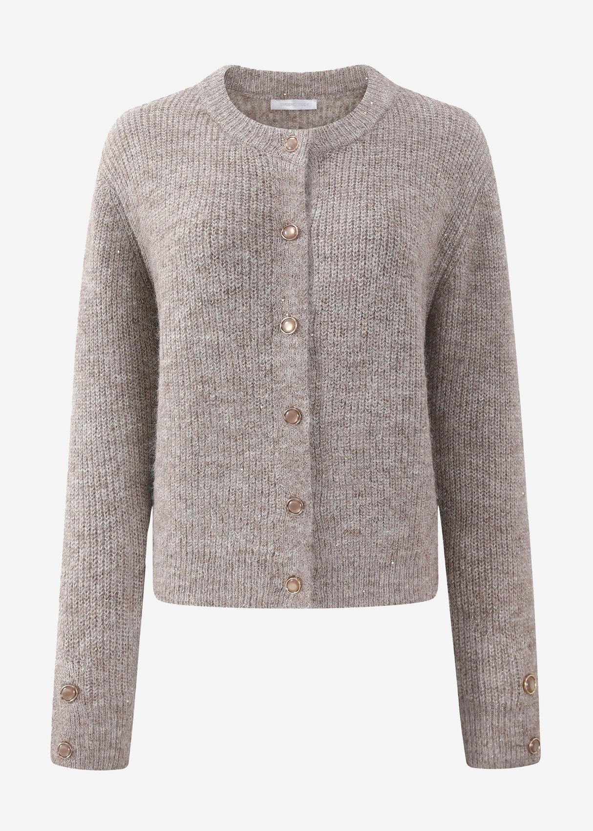 Cardigan mit Pailletten - taupe