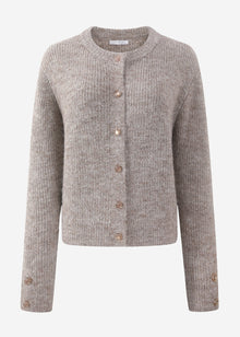 Cardigan mit Pailletten und Lurex - taupe